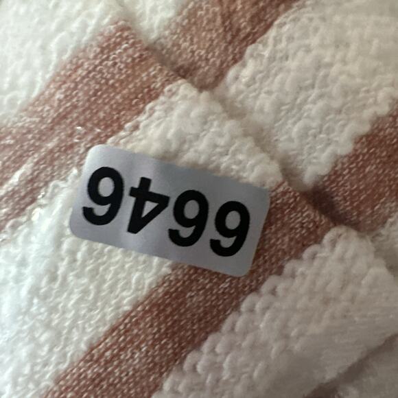 Doe Rae Shirt Womens Large Ivory Orange Striped Lace Boho Boxy Rayon Textured - Picture 12 of 12